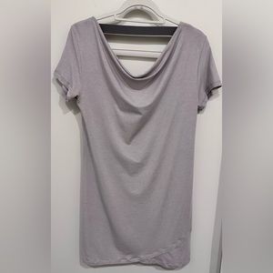 Lolë Organic Cottton Cowl Neck Backless Gray Sporty Basic T-Shirt Dress M